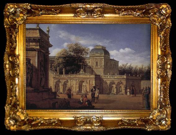 framed  Jan van der Heyden Baroque palace courtyard, ta009-2